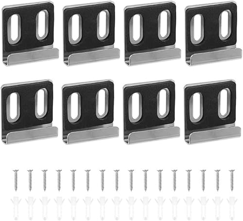 Set di 12 clip per specchio in metallo, ampio canale, supporto per specchio con viti, cuscinetti in gomma, clip per specchio, hardware robusto per montaggio senza cornice, piastrelle da parete - Honorern