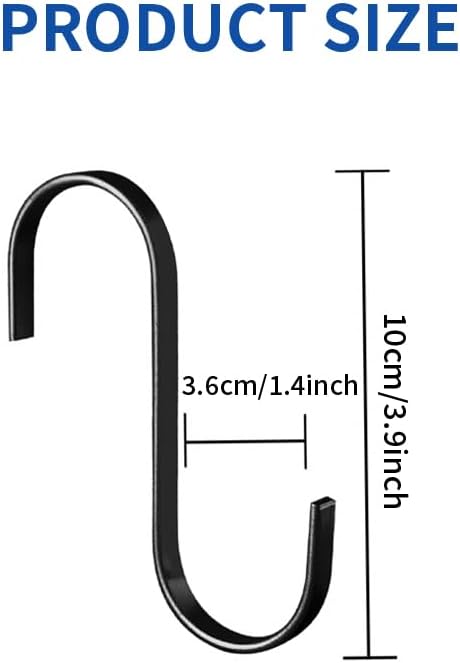 20 ganci a S, diametro adatto fino a 36 mm, gancio piatto in acciaio inox, ideale per cucina, armadio, garage e giardino per pentole e padelle, tazze da caffè, vestiti, piante - Honorern
