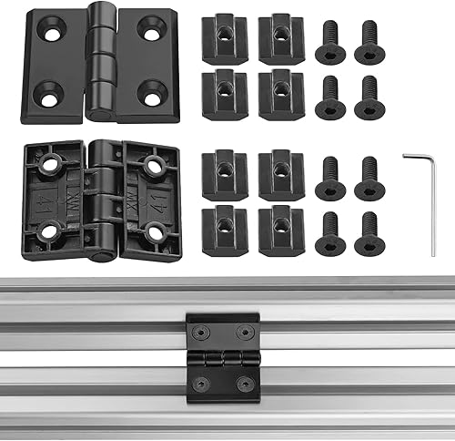 JiGiU 4 cerniere M4 per profilo in alluminio 3030, scanalatura 8 mm, viti, cerniera in alluminio per porte leggere fai da te (argento) - Honorern