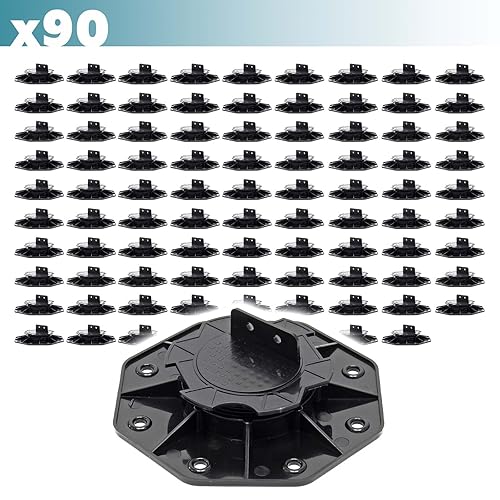 Set 90 supporti per pavimenti galleggianti, Altezza regolabile 18-25mm Max 2700 kg, Piedini per Decking - Honorern