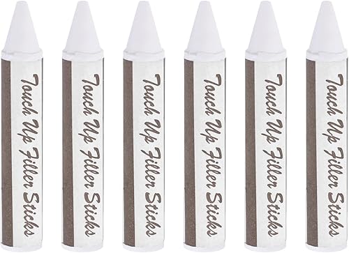 Pennarelli Ritocchi Mobili, 6pz Bastoncini Cera per Stucco per Legno, Pastelli Riparazione Mobili per Graffi, Pavimento Legno, Fori, Tavoli, Bianco - Honorern