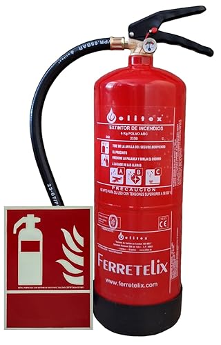 Estintore 6 kg polvere ABC alta efficienza 34A 233B + supporto da parete + cartello fotoluminescente estintore. Fabbricato nel 2025 - Honorern