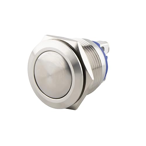 SeKi 19161 - Pulsante a pressione in acciaio inox, Ø 19 mm, a forma di testa curva, attacco a vite; campanello - Honorern