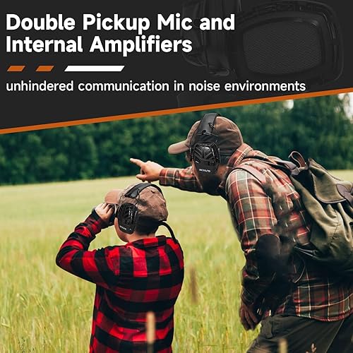 Retevis Cuffie Poligono Tiro, Cuffie Antirumore Elettroniche, SNR 28dB, Ingresso Audio AUX, Microfono a Doppio pickup, Cuffie Pieghevoli, Caccia, Motosega, Macchinari Oesanti (1 Confezione, Nero) - Honorern