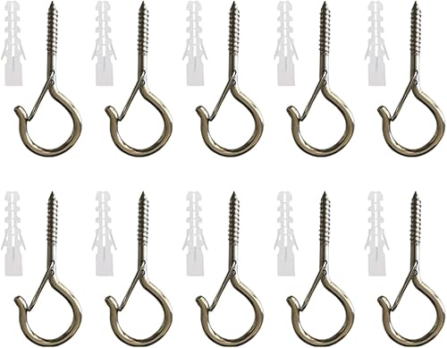 10 Pezzi Ganci Avvitabili,Occhielli a Vite, Ganci a Vite,Ganci a Vite per Soffitto,Ganci a Vite in Acciaio Inox, per Campanelle Lanterne Catene Luminose Decorazioni Natalizie - Honorern