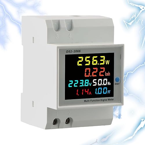 6 in 1 Contatore di Energia Monofase,Contatore di AC40-300V 100A Voltmetro,Contatore Elettrico su Guida DIN,Contatore Di Elettricità Intelligente,Adatto per sistemi di alimentazione - Honorern