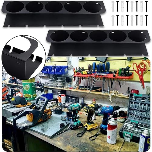 JAOGAUS 2 Porta Bombolette Spray, 2 Portabottiglie Spray per Montaggio A Parete, Organizer per Bombolette Spray In Acciaio Multiuso, Organizer per Utensili Elettrici per Garage Negozio E Casa - Honorern