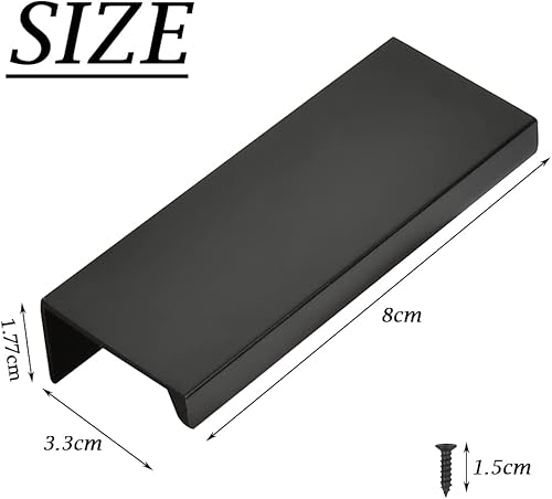 Maniglie nascoste per armadi in lega di alluminio, 10 pezzi, 80 mm, maniglie per mobili da cucina, maniglie per porte, cassetti, maniglie per cassetti, colore nero, maniglie per armadi, patio - Honorern