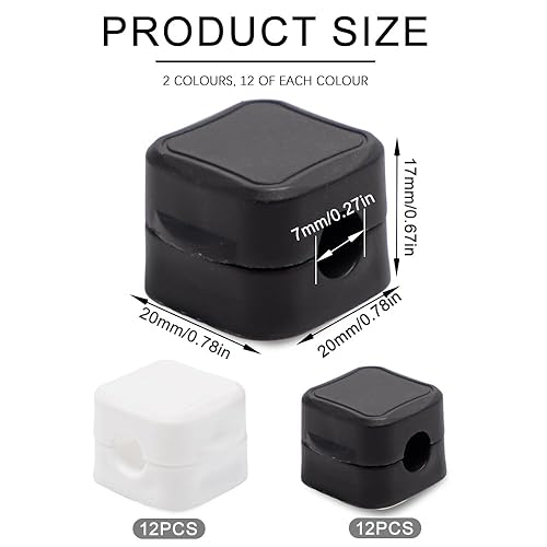 24 Pezzi Fermacavi Magnetico Autoadesivo Clip Cavi Scrivania Magnetici Organizer Clip Cavi Magnetic Cable Management Supporti Magnetici per Cavi di Ricarica Scrivania Comodino (Bianco, Nero) - Honorern
