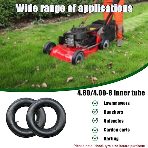 2 tubi 4.80/4.00-8 con valvola a bocca dritta, tubo gonfiabile 4.80/4.00-8 per tosaerba, carriole, rimorchi da giardino, go-kart, carriola, carriola - Honorern