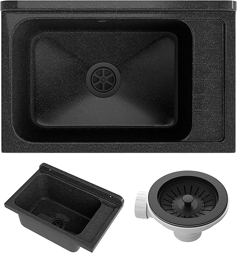 Lavandino da Esterno per Garage Lavanderia e Officina - Lavatoio per Installazione Interna ed Esterna - Lavello da Lavoro Universale - 58x38x26,7 cm - Bianco - Honorern