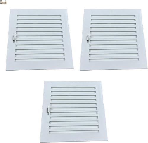 BricoLoco.com Griglia di ventilazione con chiusura regolabile. 20 cm. Parete o soffitto da incasso. Bagno, cucina, ambienti umidi. Mini tapparella mobile per aprire o chiudere il passaggio dell'aria - Honorern