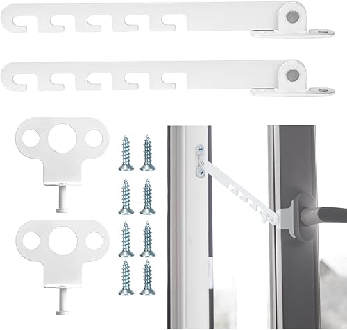 Limitatore di Finestre Regolatore per Finestra Bianco Serratura Finestra con 8 Viti per Regolare L'apertura della Finestra 2 Pezzi - Honorern