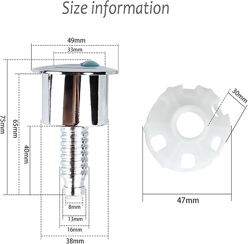 1 Pezzi Wc Pulsante Serbatoio, Pulsante Per Lo Sciacquone Del Wc, Universale Rotondo lo Scarico Del WC, Pulsante per Serbatoio Dell'Acqua, per Toilette Bagno di Casa(Argento) - Honorern