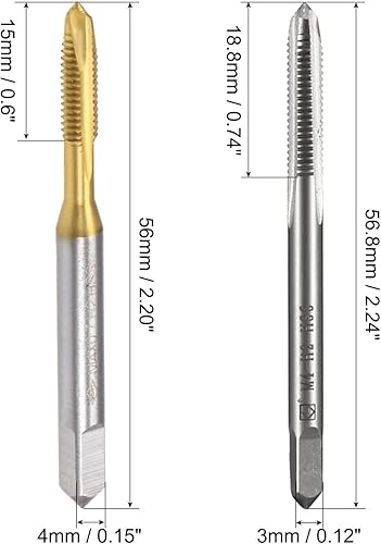 QUARKZMAN 2pz Metrico Macchina Maschiatura M4 x 0.7mm Filettatura Maschiatura & Spirale Punto Spina Filettatura Maschiatura M4 x 0.7 3 Scanalatura H2 Alta Velocità Acciaio - Honorern