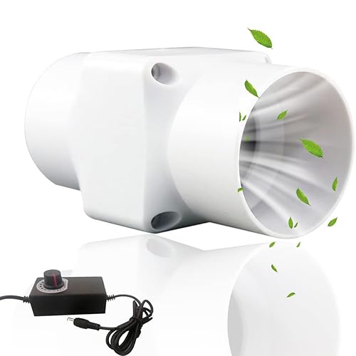 40mm Ventola Aspirazione Regolabile 36m³/h Estrattore aria in linea con Controllore di Velocità Variabile, 6W Basso Consumo, Ventola Aspiratore per Fognatura, Garage, Serra, Pet, 40mm - Honorern