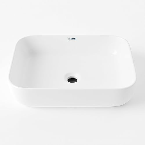 Lavabo da appoggio in Ceramica | Lavandino in appoggio Bianco Lucido | Rettangolare (Bianco, 50 x 39 cm) - Honorern