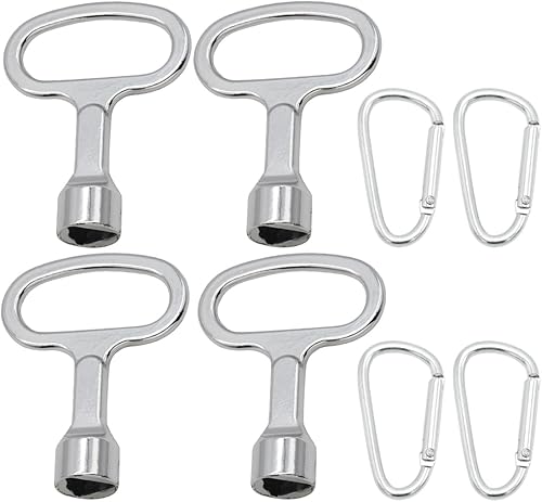4 Pezzi Chiavi Triangolari Universali in Metallo Chiavi a Bussola Triangolare con Moschettone, Resistenti e Durevoli, per Cassette Elettriche, Gas, Acqua e Contatore di Corrente - Honorern