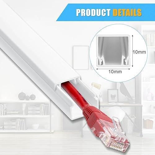 Canalina Passacavi, Canalina Passacavi Adesiva, Nascondi Cavi, Per Nascondere Cavi Di Alimentazione, Cavi Degli Altoparlanti O Cavi Tv In Casa O In Ufficio (10mm*10mm,10PCS,4 M) - Honorern