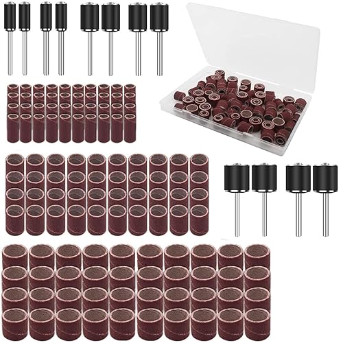 132 x Maniche da Levigatura per Levigatura a Accessori Dremel,Kit tamburi abrasivi Compreso 120 Pezzi nastri abrasivi e 12 Pezzi Mandrini del Tamburo,per levigatura fai da te - Honorern