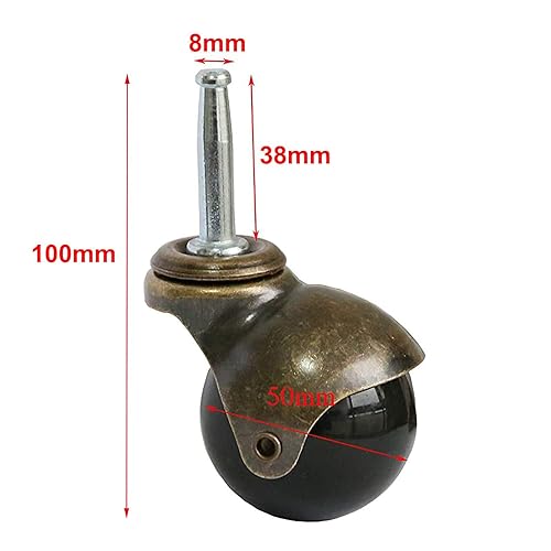 Set da 4 Ruote per carichi pesanti 50 mm - Ruote pivontanti per mobili con freno fino a 40 kg per ruota - Ruote girevoli per uso interno ed esterno - stile retrò - Honorern