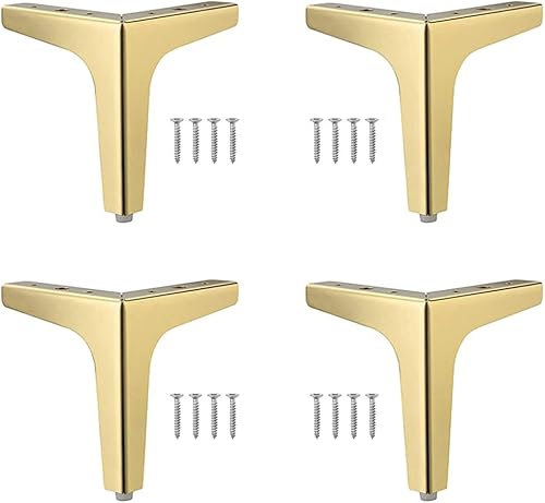 4 Pezzi Piedini Mobili Triangolari Metallo,Piedini Mobili Moderni Triangolo,Gambe Mobili Dorati,Piedini Per Armadio Sostituzione,Con Viti,Utilizzato Per Armadi,Divani,Sedie E Altri Mobili - Honorern