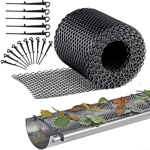 Rete di protezione per grondaie, protezione per grondaie, protezione dalle foglie per bloccare i rifiuti, prevenzione delle foglie, 15 cm x 6 m - Honorern