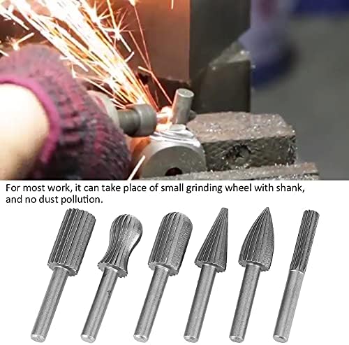 Set di Bava Rotante, 6 Pezzi Acciaio ad Alta Velocità 6mm Manico Set di file raspa rotante per Alluminio e Ferro Hardware - Honorern