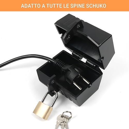 Serratura a spina, cassaforte con lucchetto, serratura a presa, ideale per lavatrice e cavo di alimentazione, spina cassaforte - Honorern