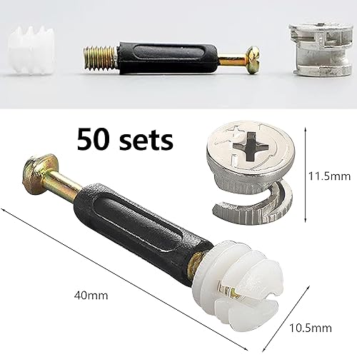 Set di 50 connettori per mobili, viti filettate per mobili, eccentrici, connettori per mobili, connettori per armadi, M15, connettori per armadi M6 x 40 mm, per armadio/comò - Honorern