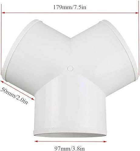 100mm mm mm Y pezzo connettore 3 vie tondo plastica condotti e raccordi per aspirazione ventilatore - Honorern