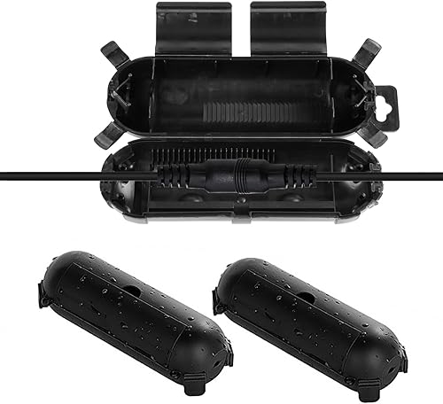 Scatola per cavi impermeabile, per esterni, colore nero, protegge il cavo da umidità, polvere e intemperie, ideale per giardino, terrazza, balcone o campeggio, facile da usare, robusta e durevole - Honorern