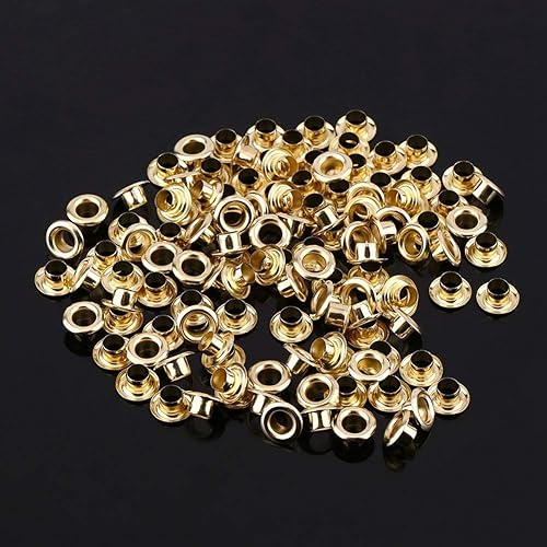 100 set di occhielli, rivetti in metallo da 5 mm con rondelle, per decorazioni in pelle, biglietti e biglietti, occhielli con rondelle per abbigliamento, lavori in pelle, scrapbooking - Honorern