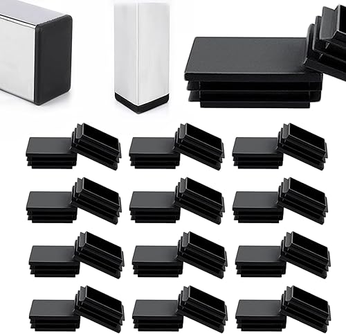 Tappi lamellari per tubi rettangolari, 70 x 30 mm, tappi per tubi in acciaio inox, profili quadrati in alluminio, 14 pezzi, colore nero - Honorern