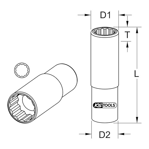 KS Tools 918.1284 Bussola poligonale 1/2' CHROMEplus, lunga, 5/8' - Honorern