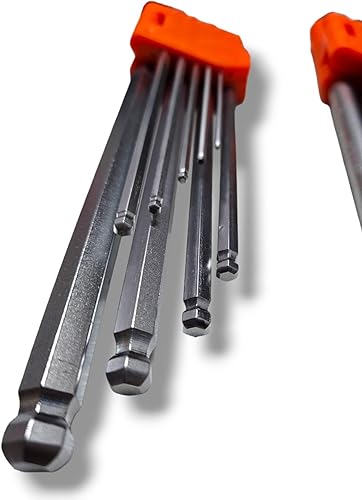 18 Chiavini lunghi 9 ball point + 9 torx con foro centrale acciaio cromo vanadio con 2 raccoglitori - Honorern