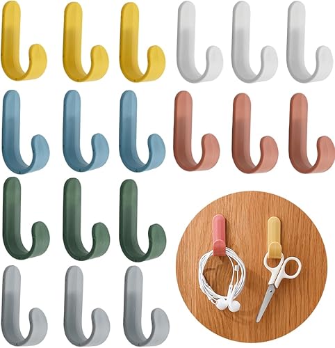 BieFuSin Ganci Adesivi, 24 Pezzi Ganci da Parete Adesivi Gancio Autoadesivo, Ganci Bagno Ganci Portasciugamani Plastica Ganci per Cucina Bagno Soggiorno，6 Colori - Honorern