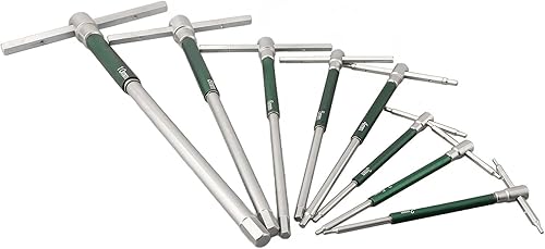 Set di chiavi a forma di T, 8 pezzi, ad alta velocità, esagonale, con asta scorrevole, estensione, kit di chiavi multiuso in acciaio inox - Honorern