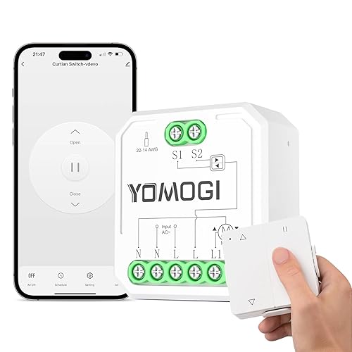 Modulo Tapparella WiFi con Telecomando RF Connesso, Interruttore Intelligente per Tende e Persiane, Compatibile con Alexa e Google Home, Controllo Remoto, Comando Vocale, Timer (1 Pezzo) - Honorern