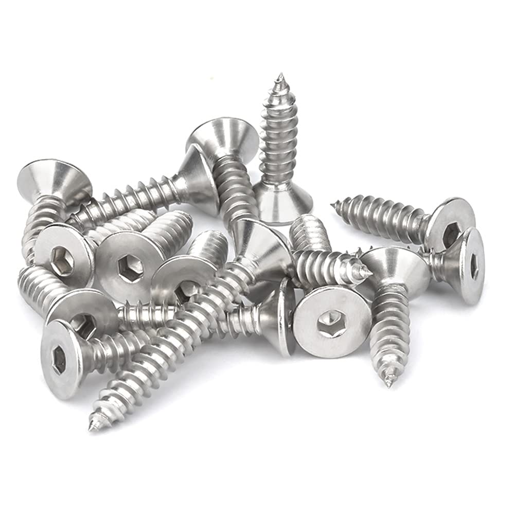 Viti Autofilettanti a Testa Piatta a Brugola - Acciaio Inossidabile Viti per Legno Viti a Brugola M4×25mm,50 pcs - Honorern