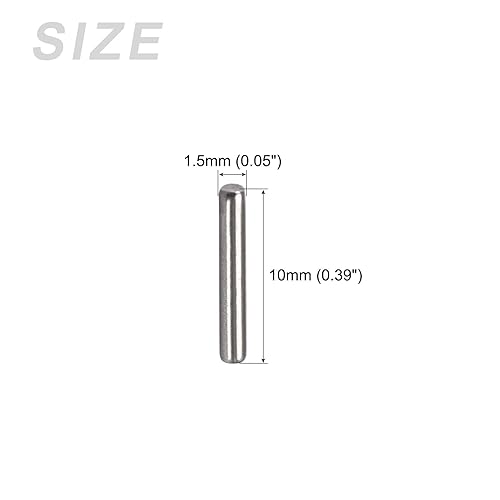 Tassello Perno (1,5x10mm) 25pz, 304 Acciaio Inox Scaffale Supporto Pioli Perno Fissaggio Elementi - per Metallo Dispositivi, Mobili Installazione, Industriale, Fai da Te - Honorern