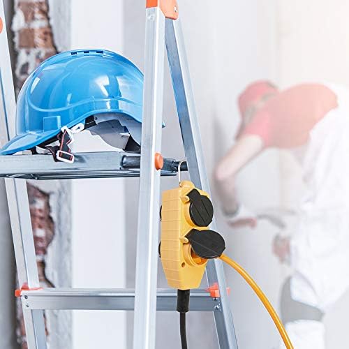 Electraline 49211 Avvolgicavo con Prolunga Elettrica di Cavo in Gomma e Multipresa 4 Prese Schuko, con Tamburo Fisso, 3G1,5, 30 Metri, Impermeabile Ip44, Giallo/Nero - Honorern