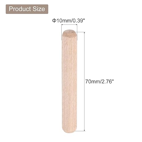 50pz Legno Tasselli Perni 10 X 70mm (0.39 X 2.76 Pollici) Legno Tasselli Barre Scanalate Tasselli Giunti per Scanalati Lavorazione Legno Mobili Artigianato - Honorern