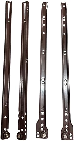 Coppia Guide Scorrevoli a Rullo per Cassetti in Legno – Montaggio Laterale, Portata 25kg, Colore Marrone (50cm) - Honorern