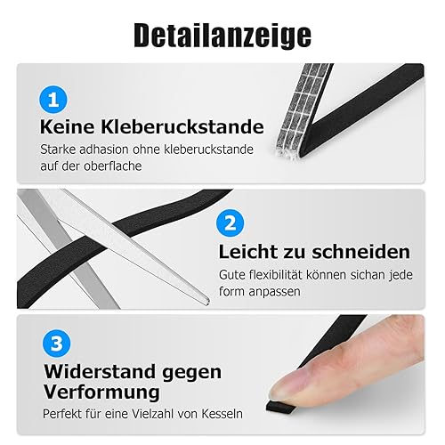 Nastro sigillante per piano cottura con piccolo raschietto, 3,3 m, 2 pezzi 7 mm x 2 mm nastro di montaggio per nastro sigillante Ceranfeld - Honorern