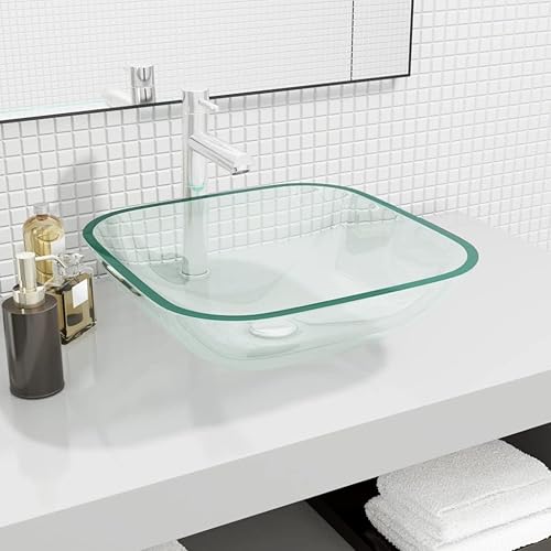 Lavandino in Vetro Temperato 30x12 cm Trasparente Lavandino Bagno Arredo Bagno Lavabo Bagno Lavandino Del Bagno In Vetro Lavabo In Vetro Lavello Da Appoggio In Vetro Lavabo Da Appoggio - Honorern