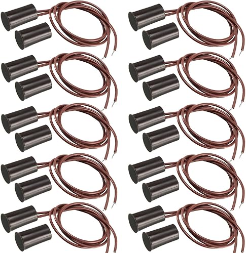 10pcs RC-33 Cablato ad incasso Cancello di Sicurezza Sensore di Contatto Finestra Interruttore di Contatto Magnetico,Marrone，N/C Interruttore Magnetico, Home Alarm Systemd - Honorern