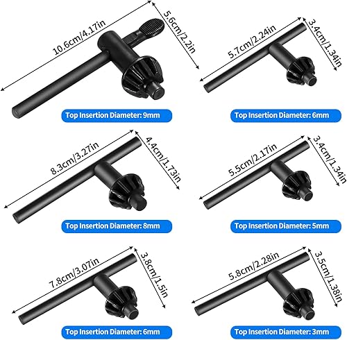 6 Pz Chiave per Mandrino Trapano, Chiave per Mandrino per Trapano di Ricambio, Chiavi per Mandrini da Trapano, Drill Chuck Key, Universale Chiave per Trapano Elettrico - Honorern