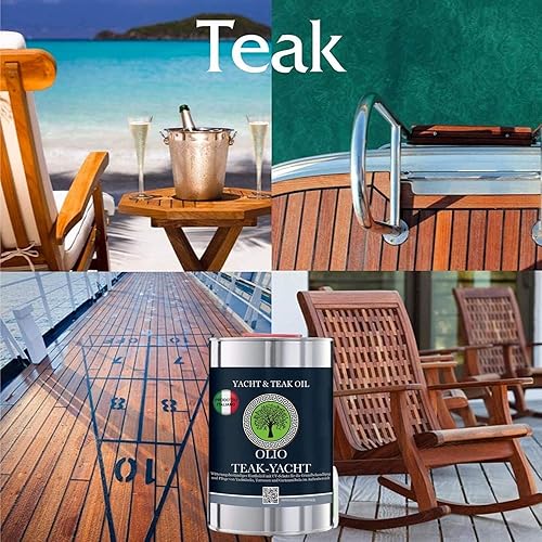 OLIO TEAK NATURAL GSW, protezione UV di mobili e pavimenti pietra naturale e BARCHE E YACHT, incolore - naturale (1000 ml) - Honorern