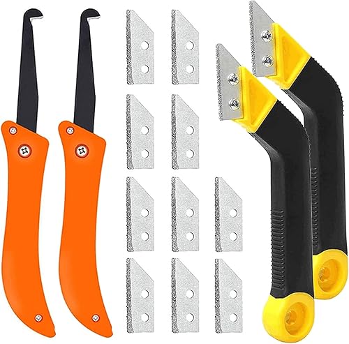 Raschietto per Fughe ad Alte Prestazioni: 2 Pezzi Rimuovi Fughe Robusti, Pulitore Efficace per Fughe per Bagno e Cucina (Nero) - Honorern